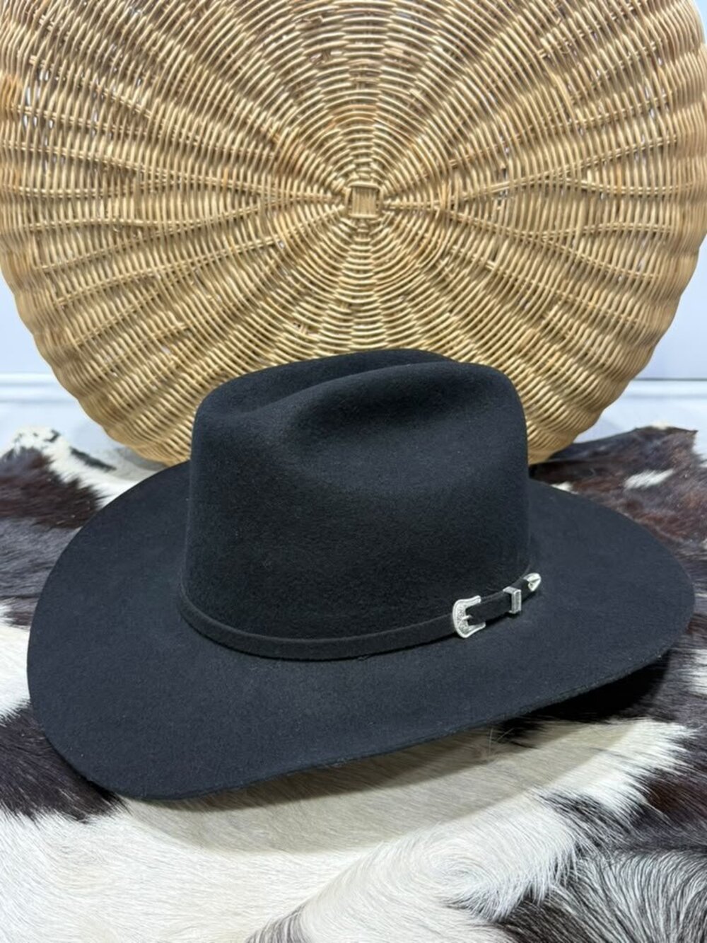 Resistol Tucker 3X Black Wool Cowboy Hat (size 8)